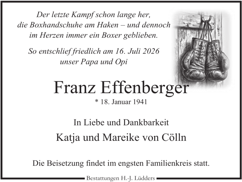 Traueranzeige für Franz Effenberger