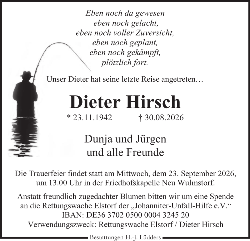 Traueranzeige für Dieter Hirsch