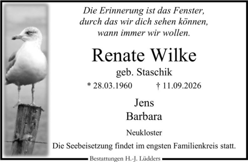 Traueranzeige für Renate Wilke